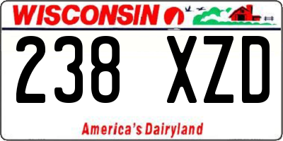 WI license plate 238XZD