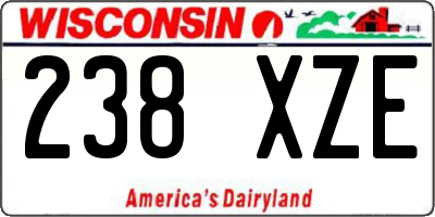 WI license plate 238XZE