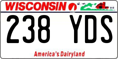 WI license plate 238YDS