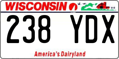 WI license plate 238YDX