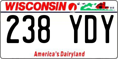 WI license plate 238YDY
