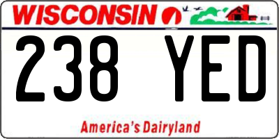 WI license plate 238YED