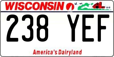 WI license plate 238YEF