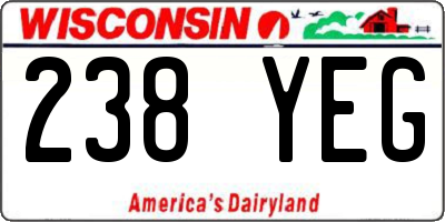 WI license plate 238YEG