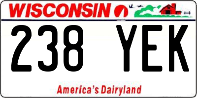 WI license plate 238YEK