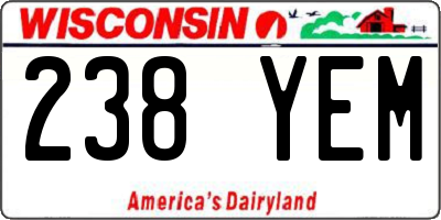 WI license plate 238YEM