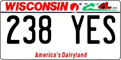 WI license plate 238YES