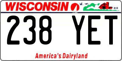 WI license plate 238YET