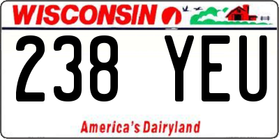 WI license plate 238YEU