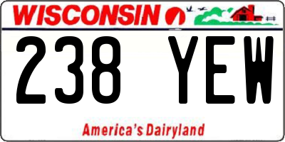 WI license plate 238YEW