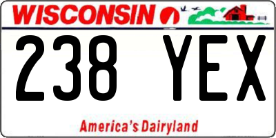 WI license plate 238YEX