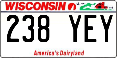 WI license plate 238YEY