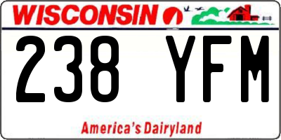 WI license plate 238YFM