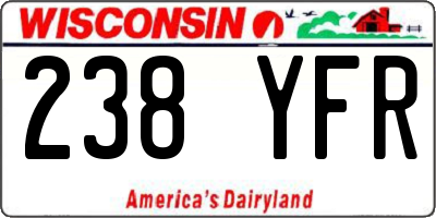 WI license plate 238YFR