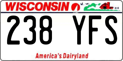 WI license plate 238YFS