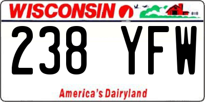 WI license plate 238YFW