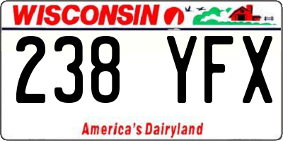 WI license plate 238YFX