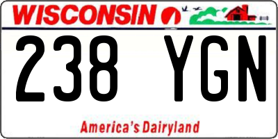 WI license plate 238YGN