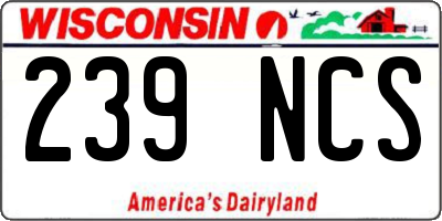 WI license plate 239NCS