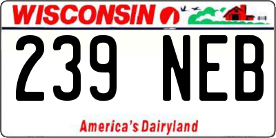 WI license plate 239NEB