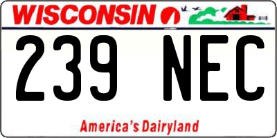 WI license plate 239NEC