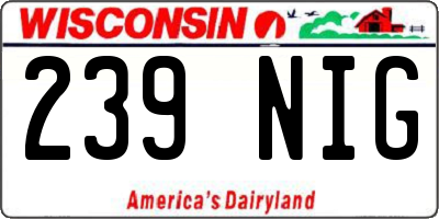 WI license plate 239NIG