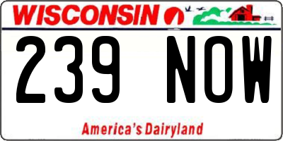WI license plate 239NOW