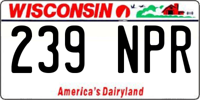 WI license plate 239NPR