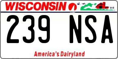 WI license plate 239NSA