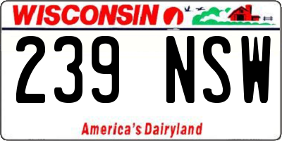 WI license plate 239NSW