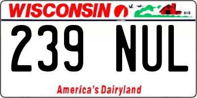 WI license plate 239NUL