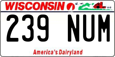 WI license plate 239NUM