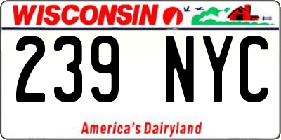WI license plate 239NYC