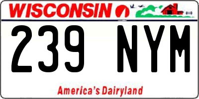 WI license plate 239NYM