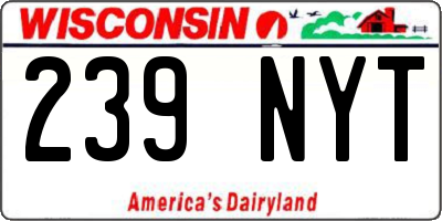 WI license plate 239NYT