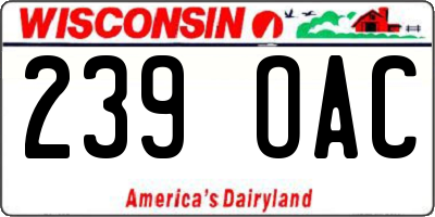 WI license plate 239OAC