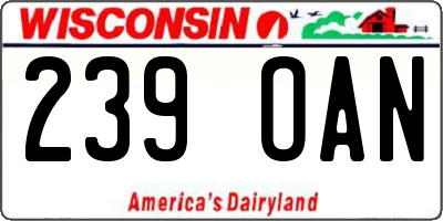 WI license plate 239OAN