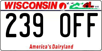 WI license plate 239OFF
