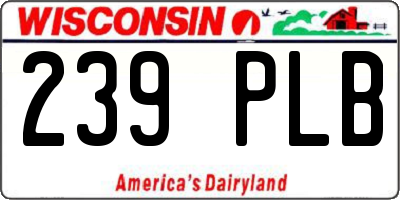 WI license plate 239PLB