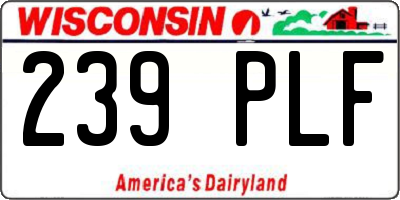 WI license plate 239PLF