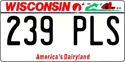 WI license plate 239PLS
