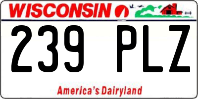 WI license plate 239PLZ