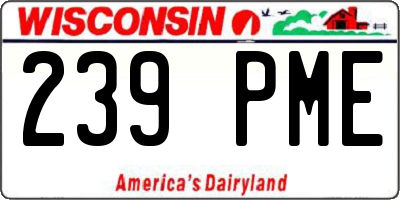 WI license plate 239PME