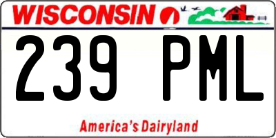 WI license plate 239PML