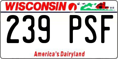 WI license plate 239PSF