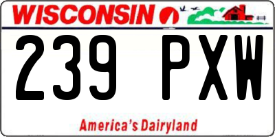 WI license plate 239PXW