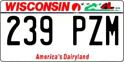 WI license plate 239PZM