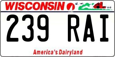 WI license plate 239RAI