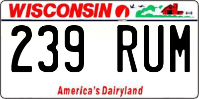 WI license plate 239RUM