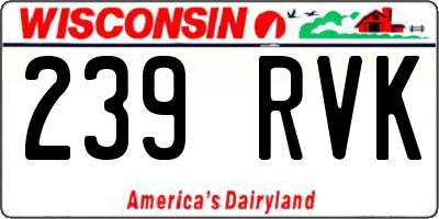 WI license plate 239RVK